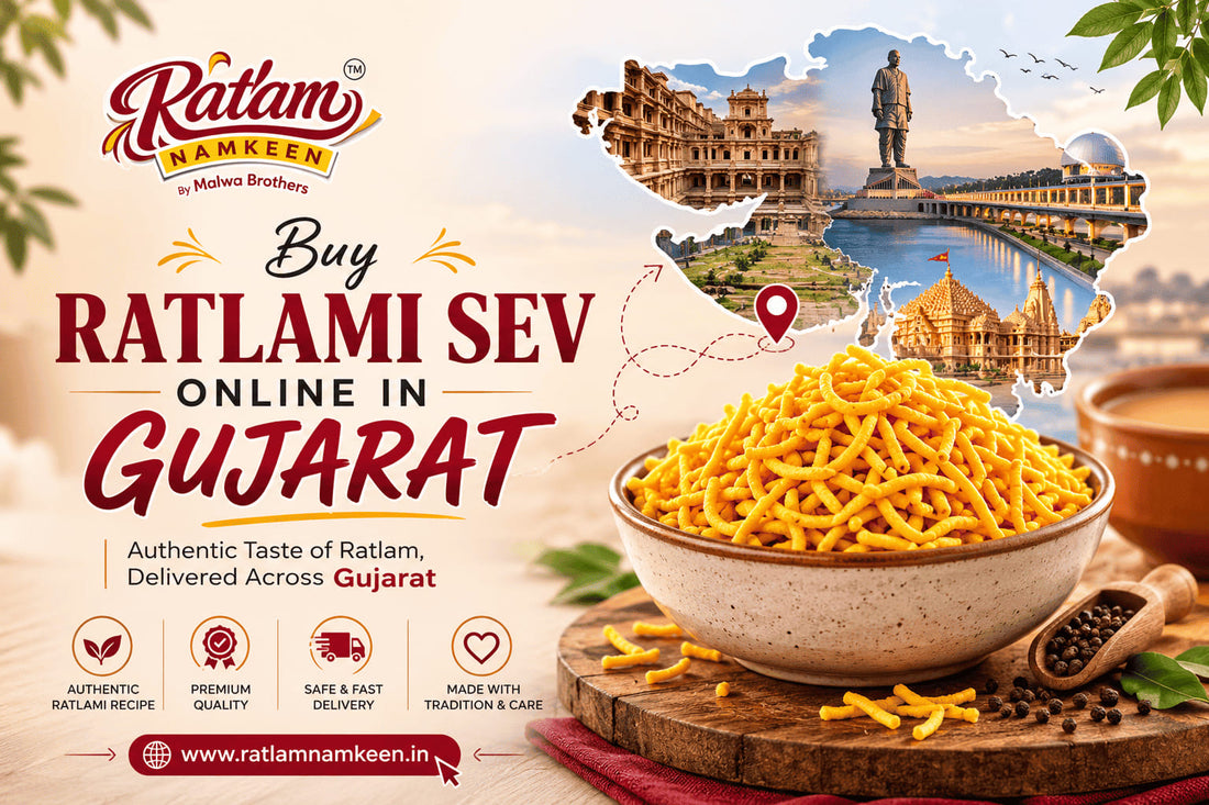 Buy Authentic Ratlami Sev Online in Gujarat – Fresh Ratlam Namkeen Delivered Across Gujarat